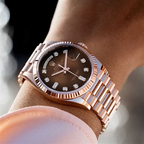 rolex rose gold brown